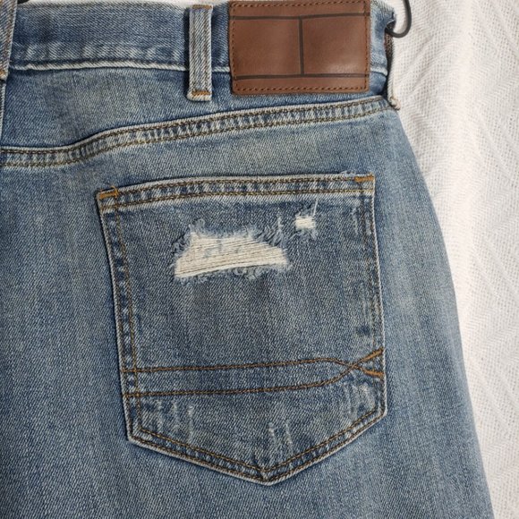 Tommy Hilfiger Other - Tommy Hilfiger Limited H Jeans 42W 30L Red Straight Leg Destroyed Denim Europe